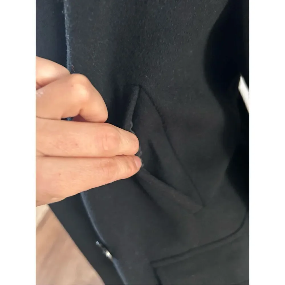 Michael Kors pea coat with hoodie black winter jacket wool size 10